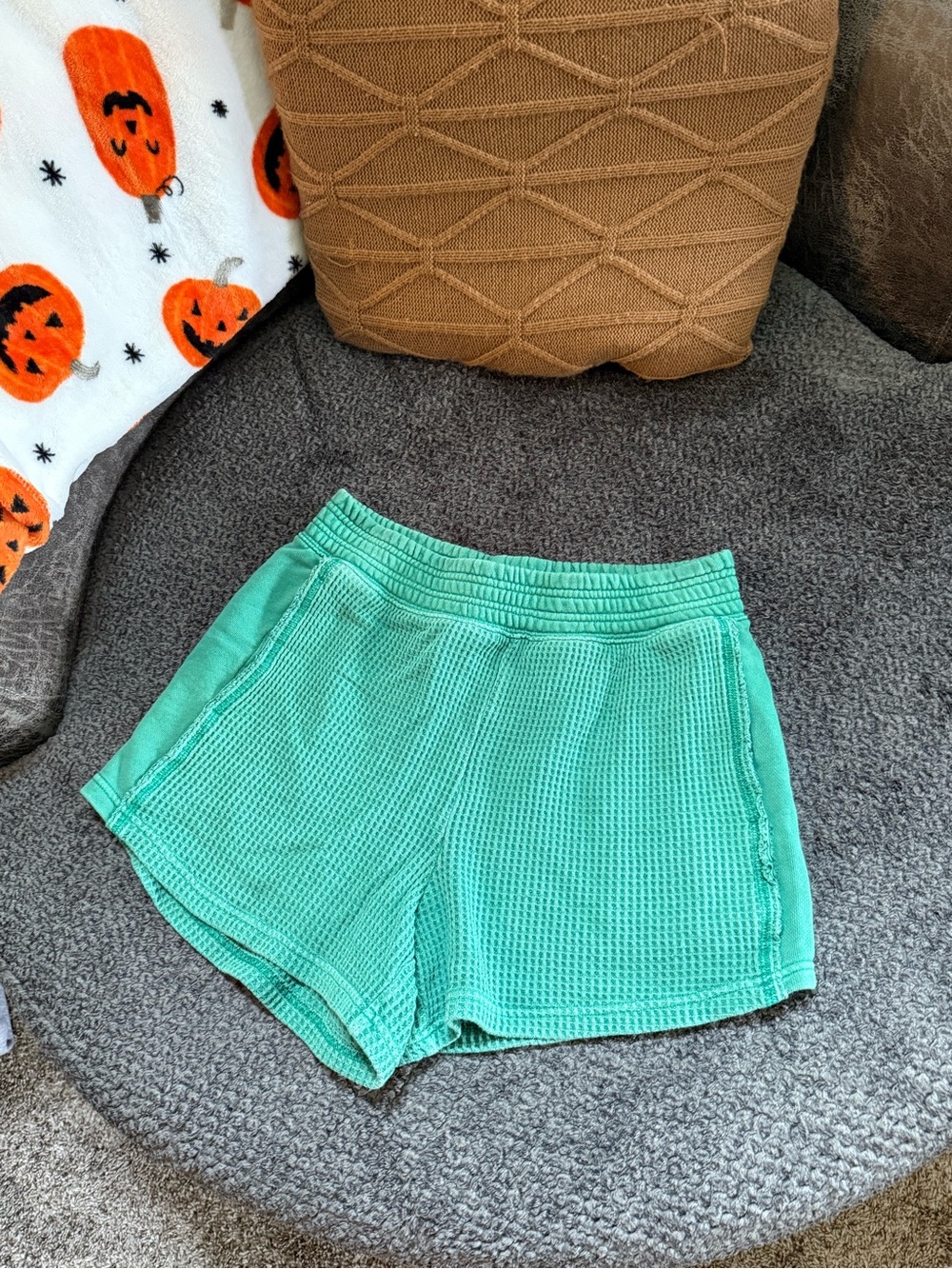aerie green Waffle Knit cotton Shorts